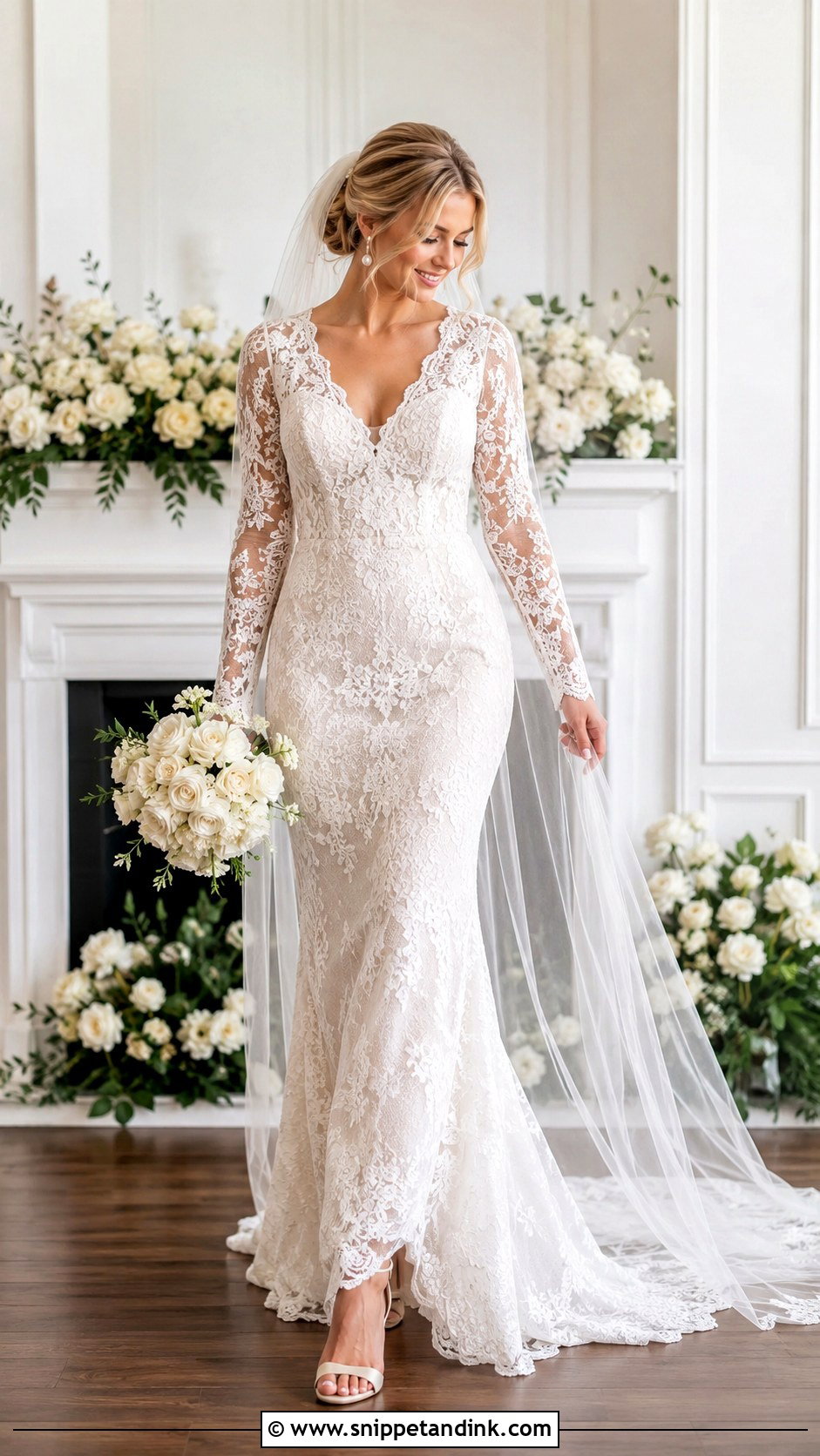 Long Sleeve Lace Bridal Gown - Snippet and Ink - 25 Bridal Gown Styles