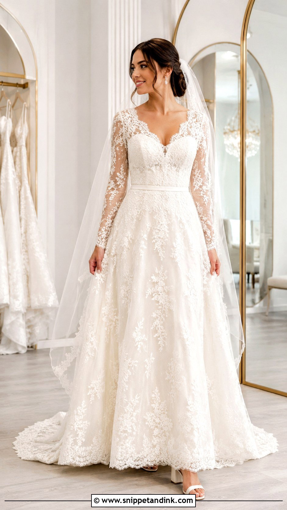 Long Sleeve Lace Bridal Gown - Snippet and Ink - 25 Bridal Gowns with Sleeves