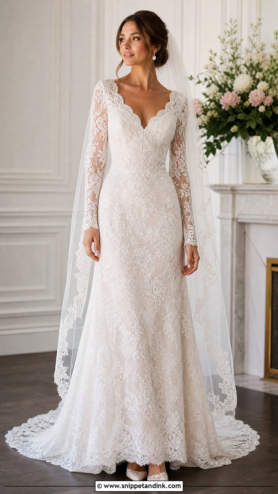 Long Sleeve Lace Bridal Gown - Snippet and Ink - 25 Lace Bridal Gown Ideas