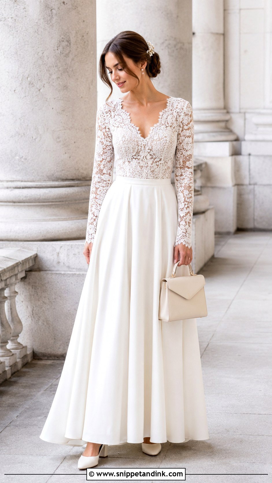 Long Sleeve Lace Bridal Maxi Dress - Snippet and Ink - 20 Bridal Maxi Ideas