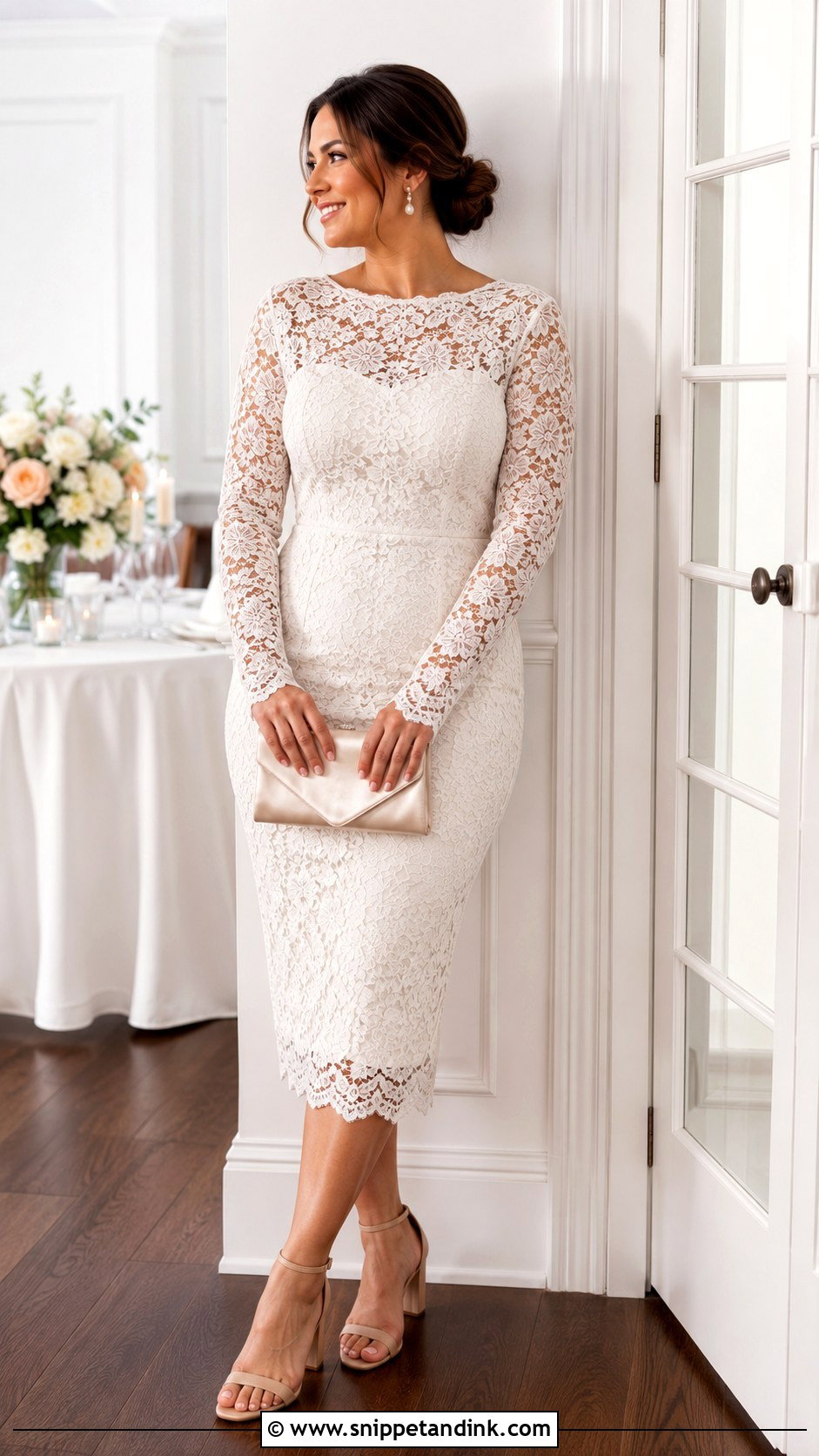 Long Sleeve Lace Bride Cocktail Dress - Snippet and Ink - 20 Bride Cocktail Dress Ideas