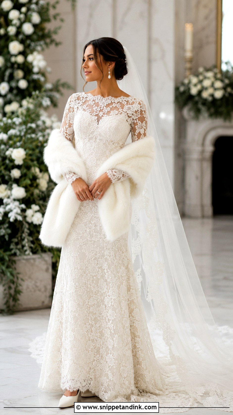 Long Sleeve Lace Bride Look - Snippet and Ink - 20 Cute Bride Ideas
