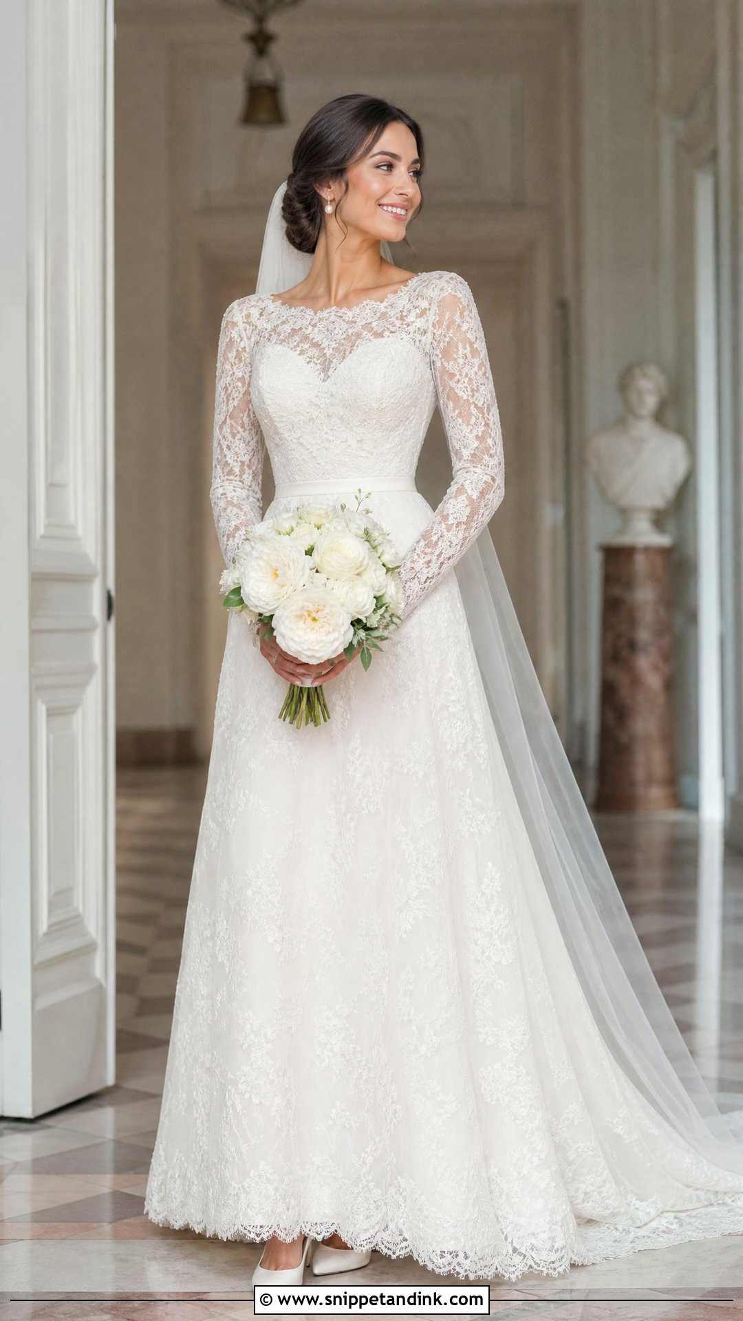 Long Sleeve Lace Bride Look - Snippet and Ink - 20 Perfect Bride Ideas