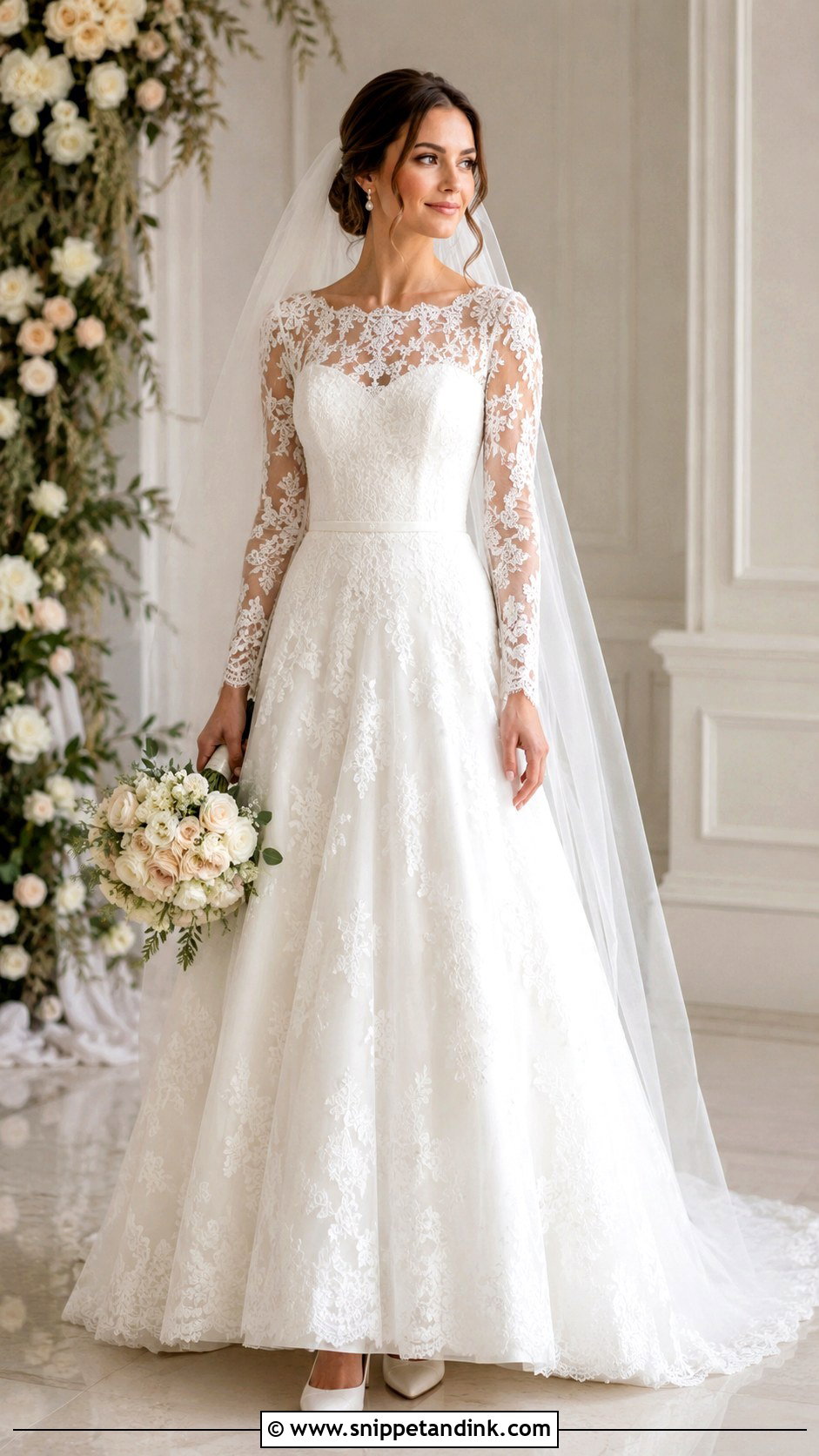 Long Sleeve Lace Bride Look - Snippet and Ink - 25 Timeless Bride Ideas