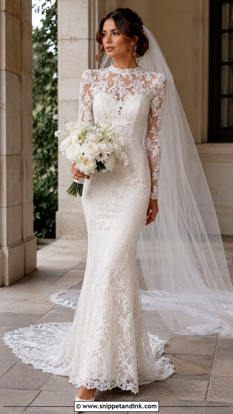 Long Sleeve Lace Bride Outfit - Snippet and Ink - 25 Classy Bride Ideas