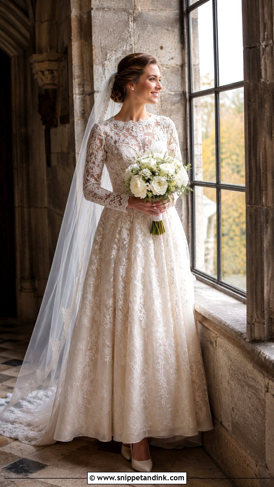Long Sleeve Lace Castle Wedding Dress - Snippet and Ink - 20 Castle Wedding Dress Ideas