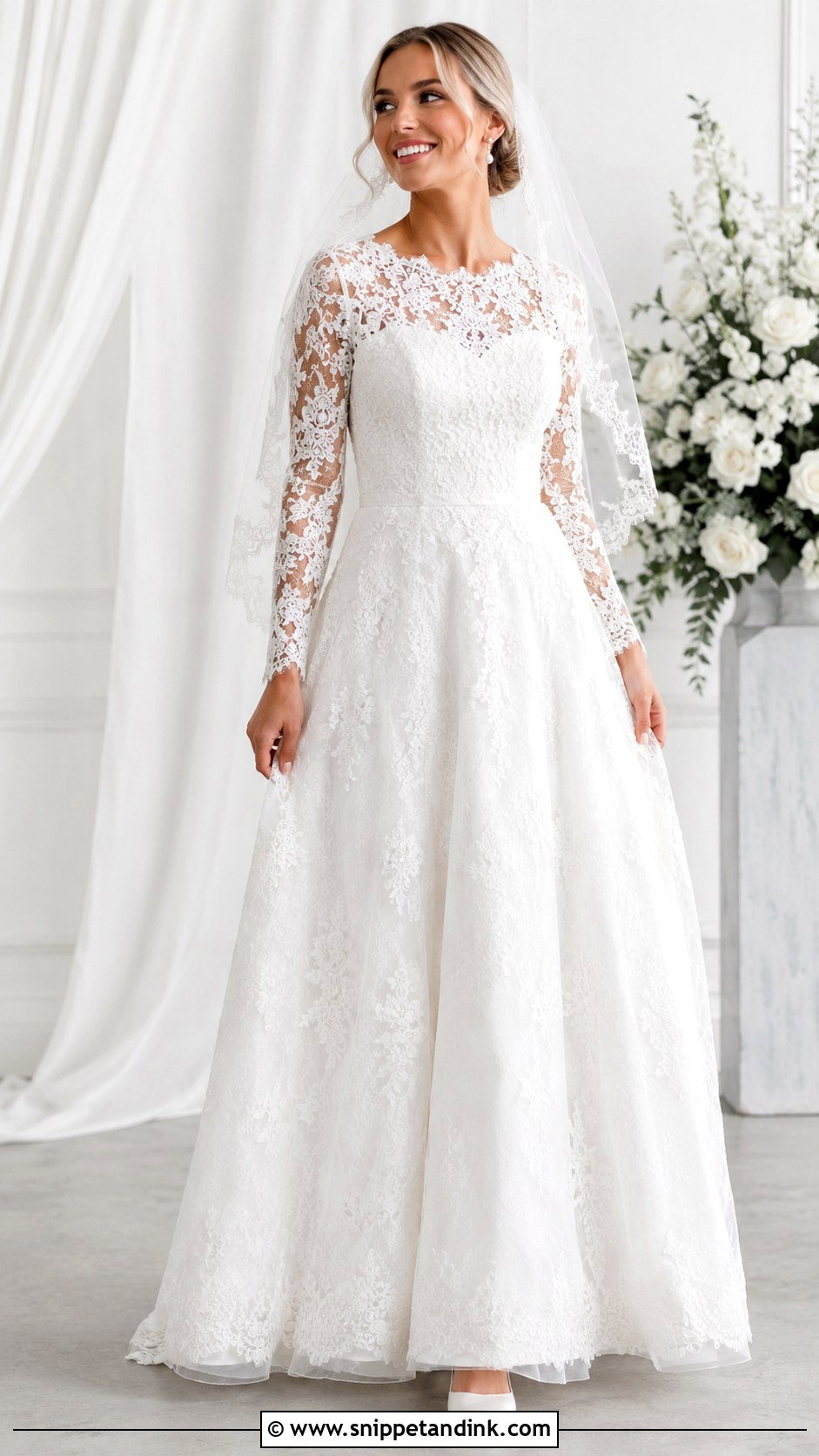 Long Sleeve Lace Christian Bridal Gown - Snippet and Ink - 30 Christian Bridal Gown Ideas