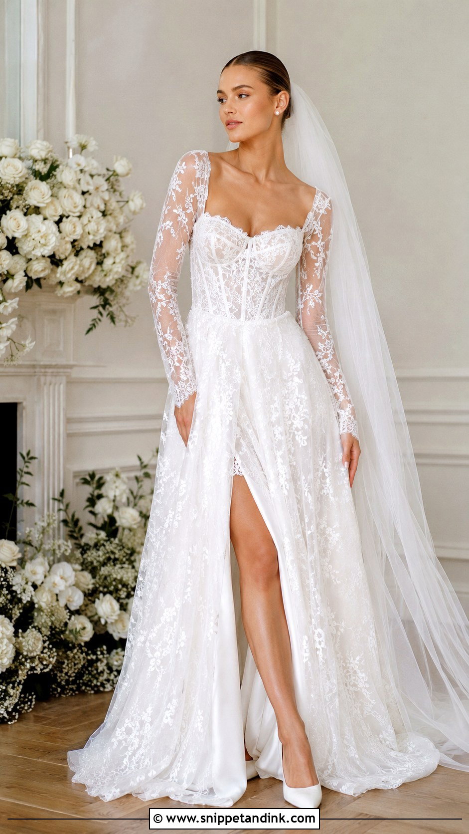 Long Sleeve Lace Corset Wedding Dress - Snippet and Ink - 25 Lace Corset Wedding Dress Ideas
