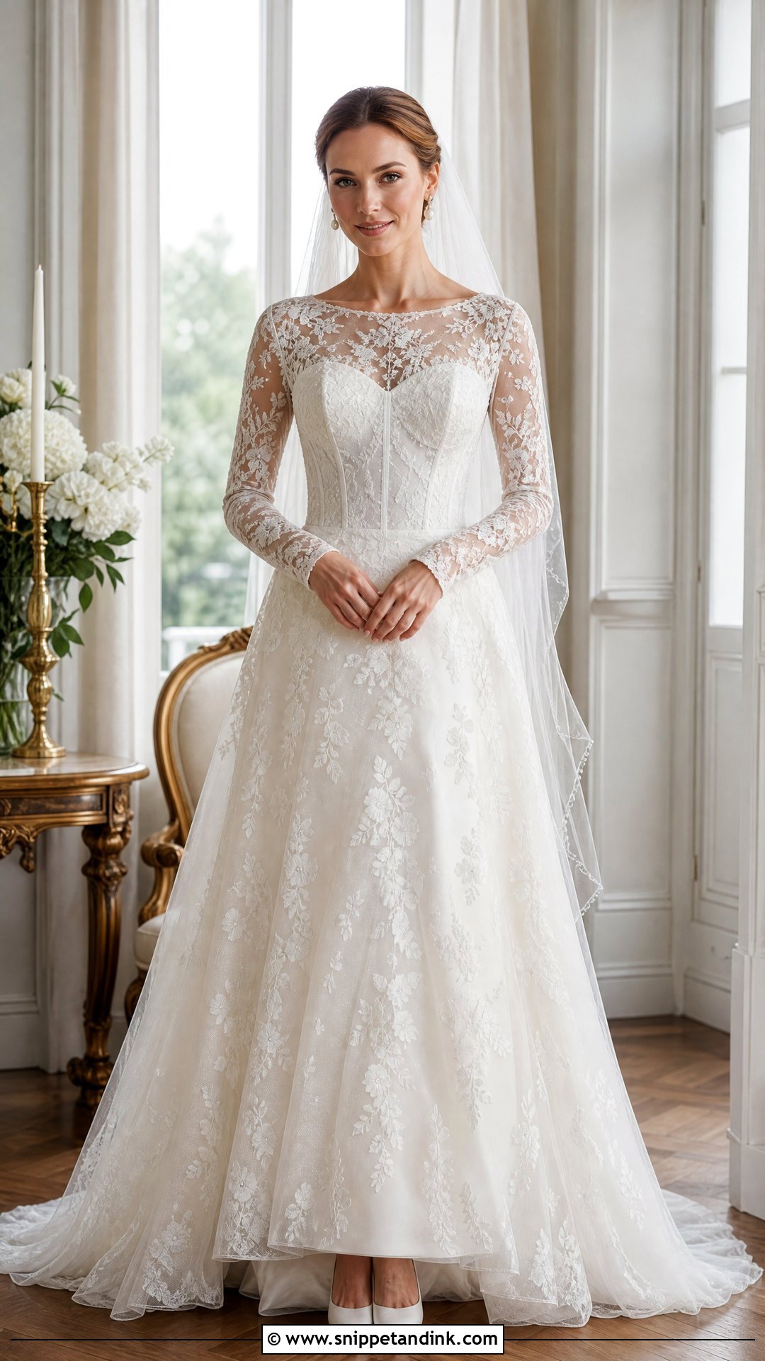 Long Sleeve Lace Corset Wedding Dress - Snippet and Ink - 25 Corset Top Wedding Dresses