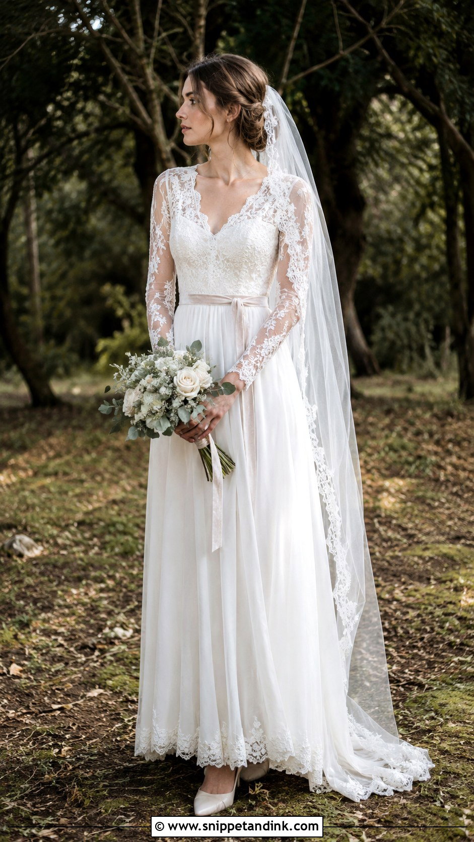 Long Sleeve Lace Cottagecore Wedding Dress - Snippet and Ink - 20 Cottagecore Wedding Dresses