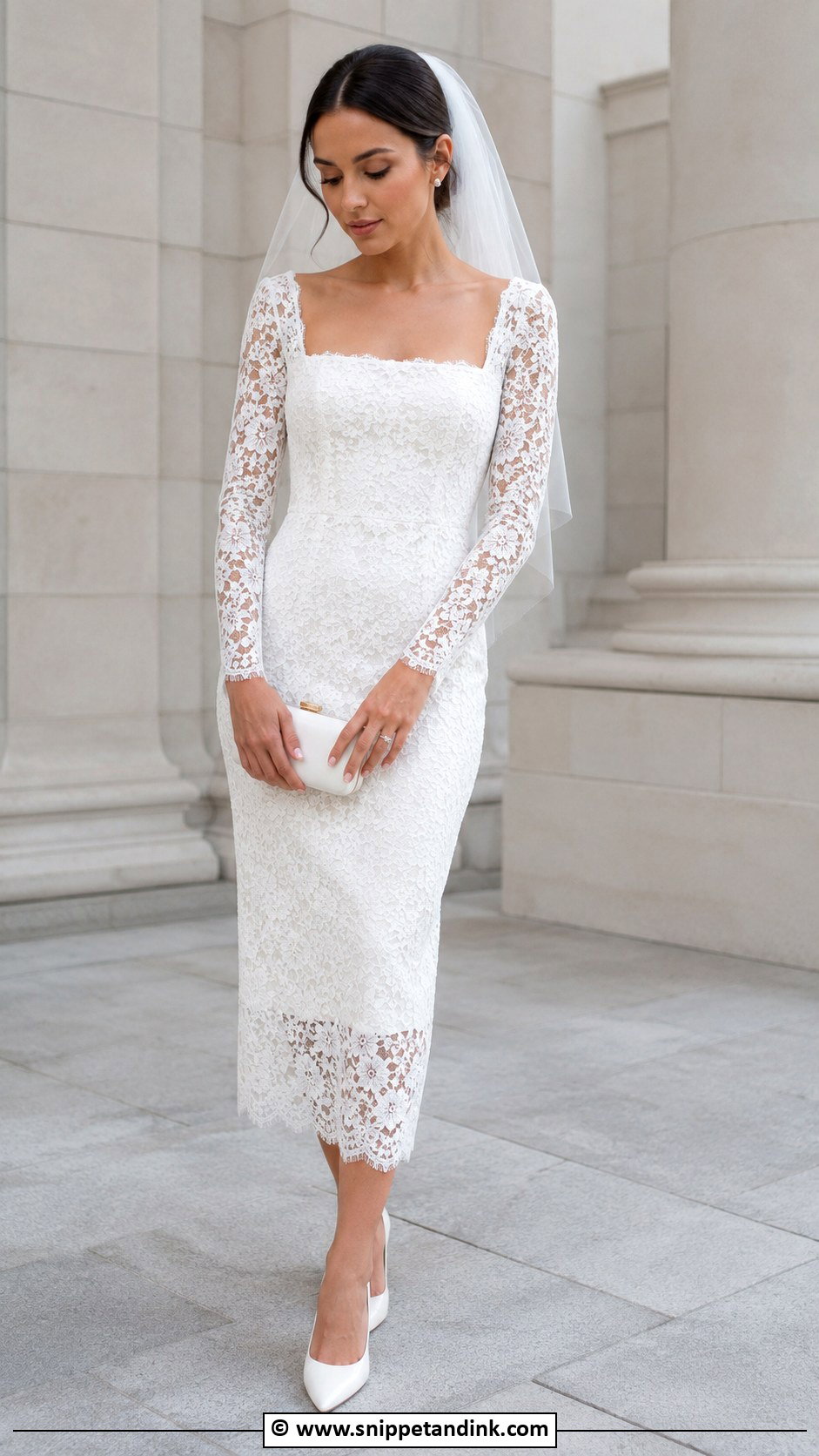 Long Sleeve Lace Courthouse Wedding Dress - Snippet and Ink - 30 Long Sleeve Lace Wedding Dress Ideas
