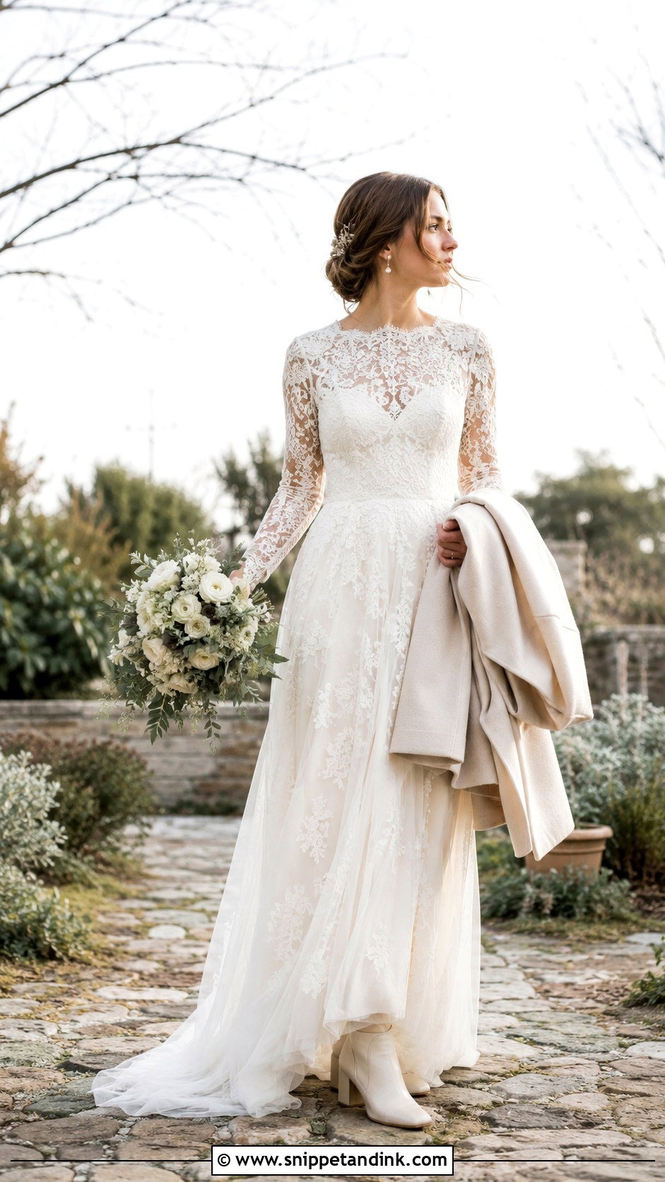 Long Sleeve Lace Eloping Wedding Dress - Snippet and Ink - 20 Eloping Wedding Dress Ideas