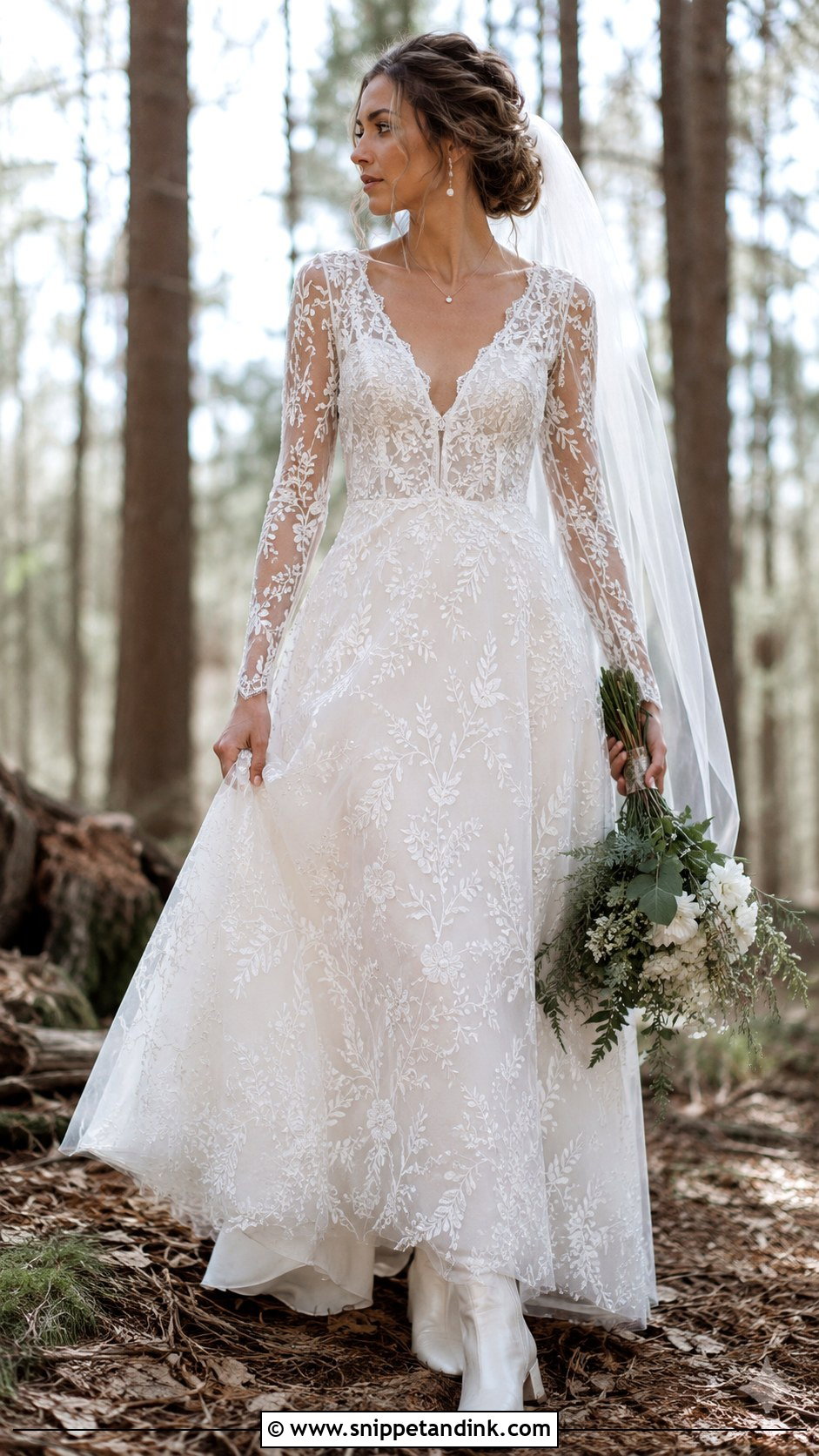 Long Sleeve Lace Fairy Bride Dress - Snippet and Ink - 20 Fairy Bride Dress Ideas