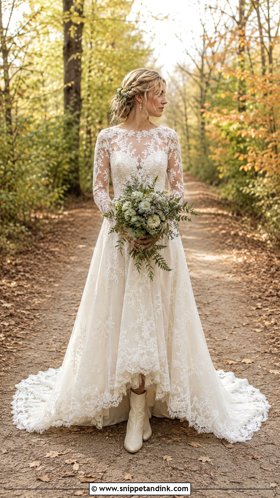 Long Sleeve Lace Fairy Wedding Dress - Snippet and Ink - 20 Fairy Wedding Dresses