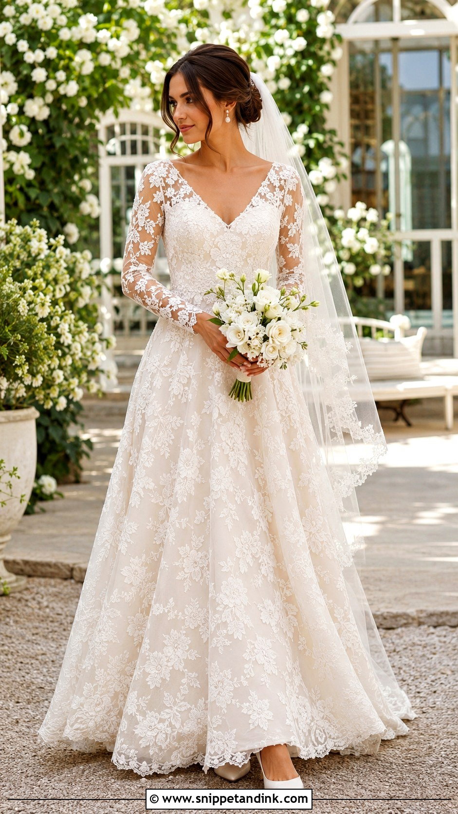 Long Sleeve Lace Fit and Flare Wedding Dress - Snippet and Ink - 20 Fit and Flare Wedding Dress with Sleeves