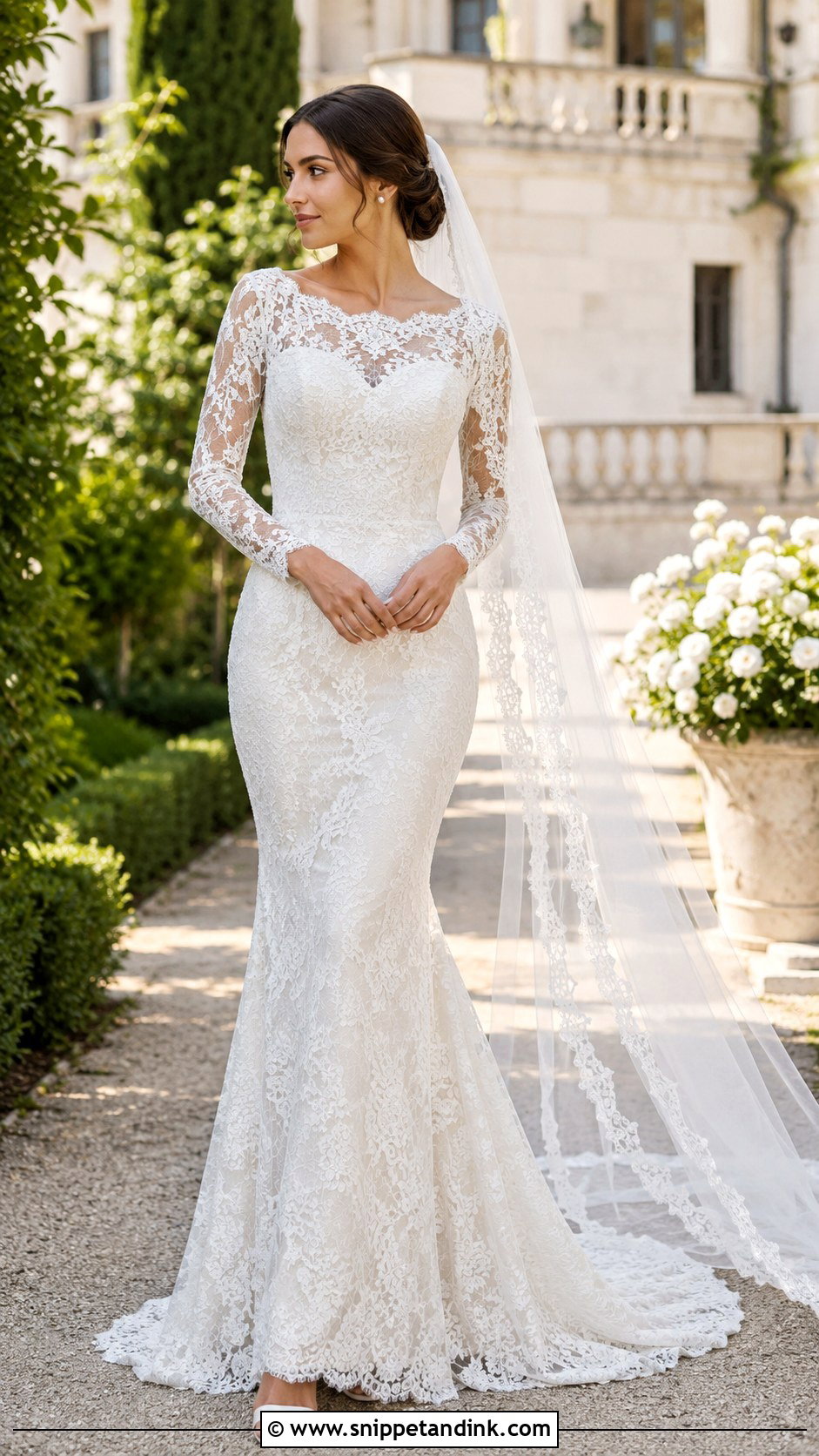 Long Sleeve Lace Fitted Wedding Gown - Snippet and Ink - 20 Fitted Wedding Gown Ideas