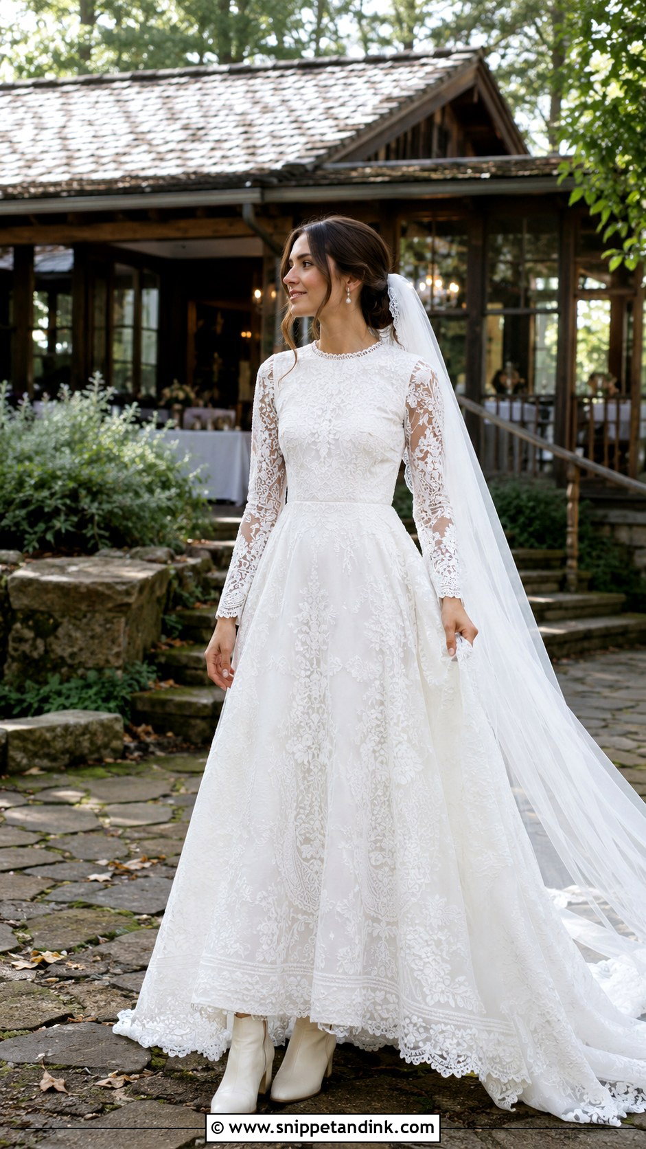 Long Sleeve Lace Folk Wedding Dress - Snippet and Ink - 20 Folk Wedding Dress Ideas