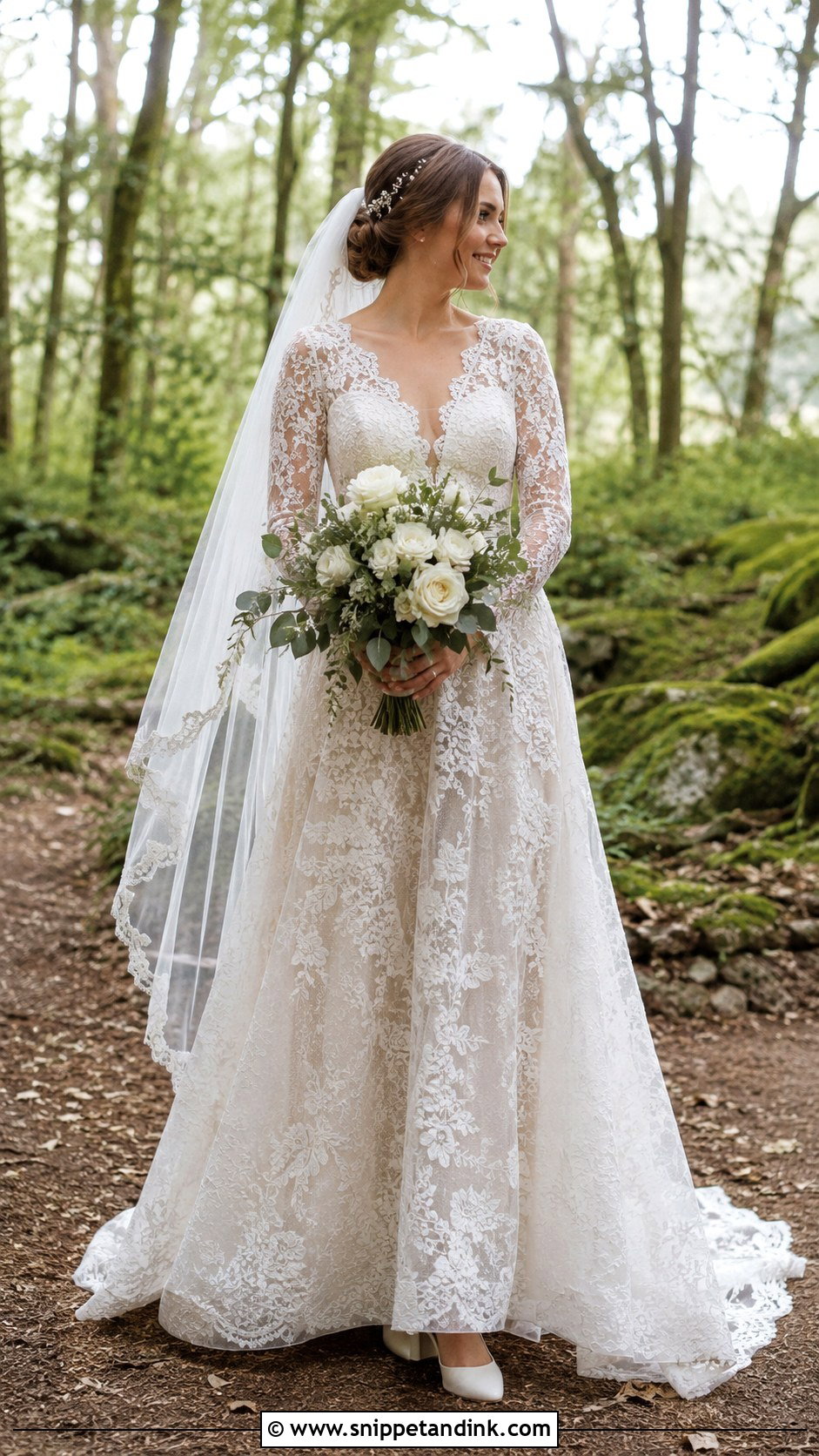 Long Sleeve Lace Forest Wedding Dress - Snippet and Ink - 20 Forest Wedding Dresses