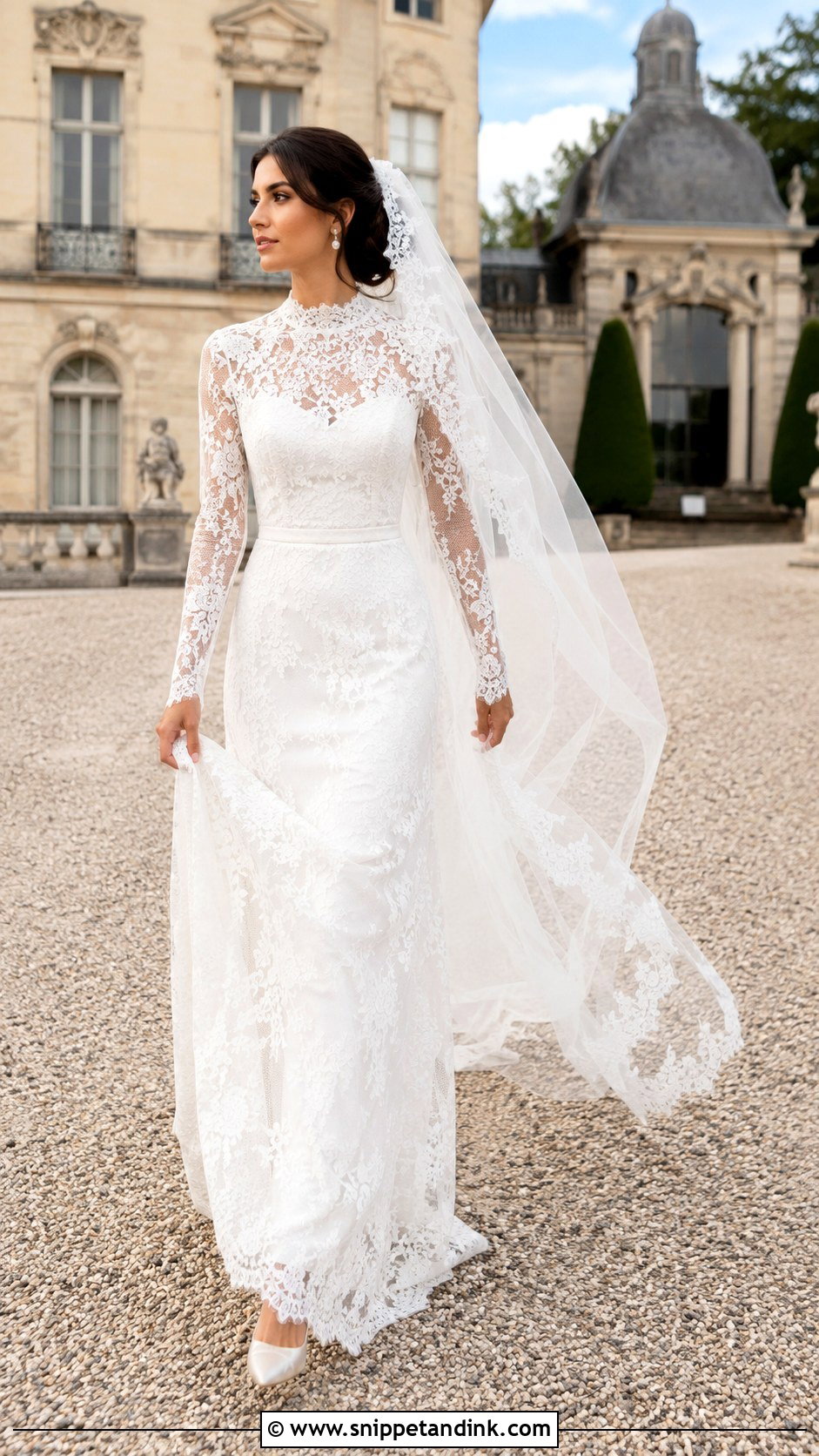 Long Sleeve Lace French Wedding Dress - Snippet and Ink - 20 French Wedding Dresses