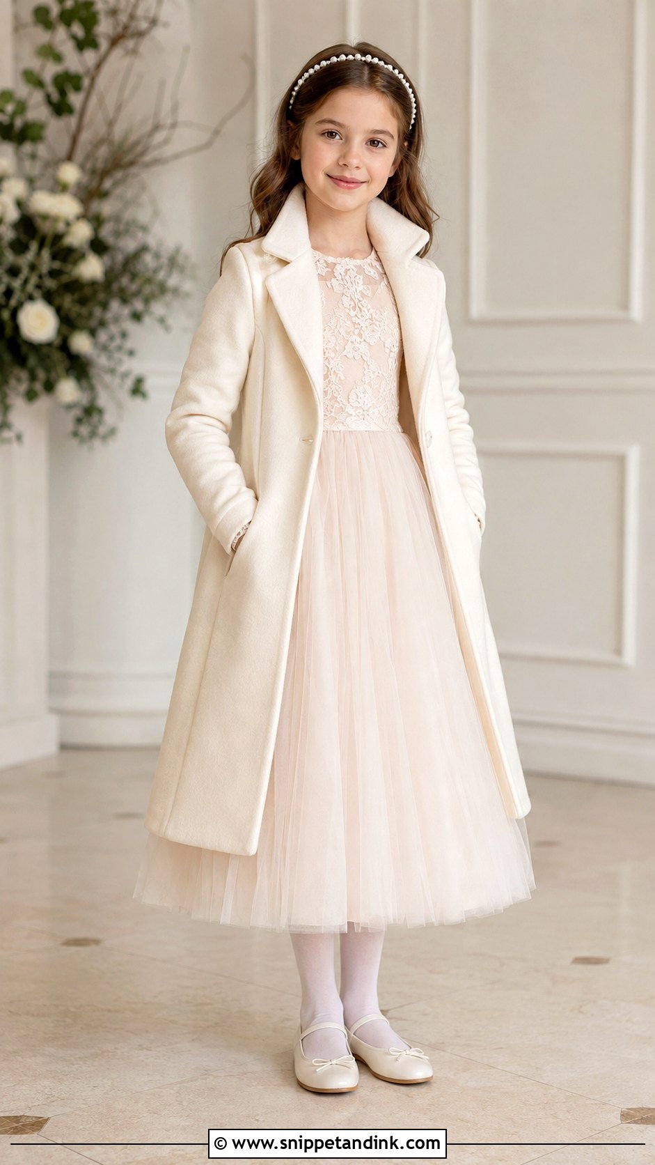 Long Sleeve Lace Girls Wedding Dress - Snippet and Ink - 20 Girls Kids Wedding Dresses