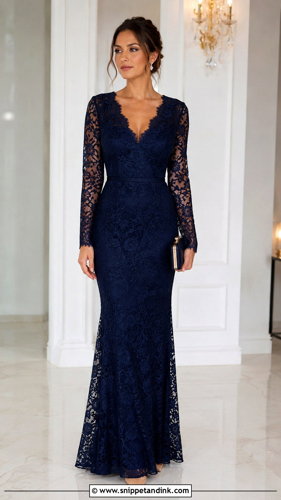 Long Sleeve Lace Gown - Snippet and Ink - 25 Beautiful Lace Gown Styles