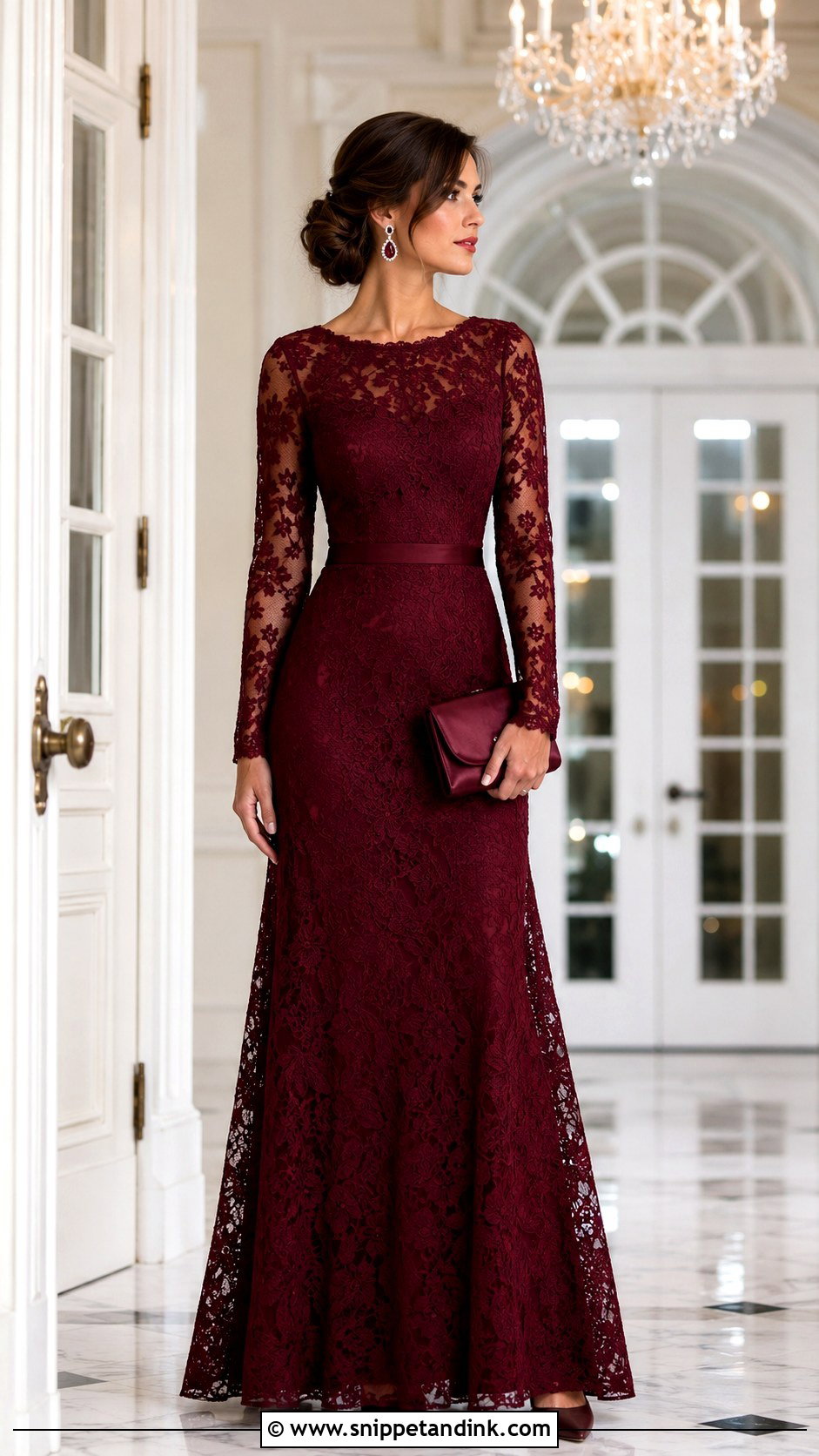 Long Sleeve Lace Gown Outfit - Snippet and Ink - 20 Dream Gown Ideas