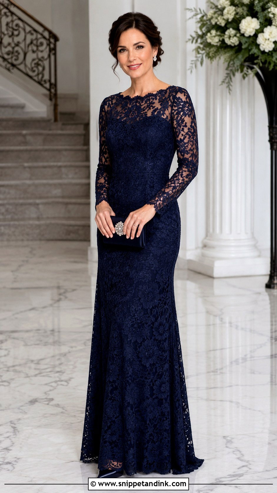 Long Sleeve Lace Gown Outfit - Snippet and Ink - 25 Sample Lace Gown Styles