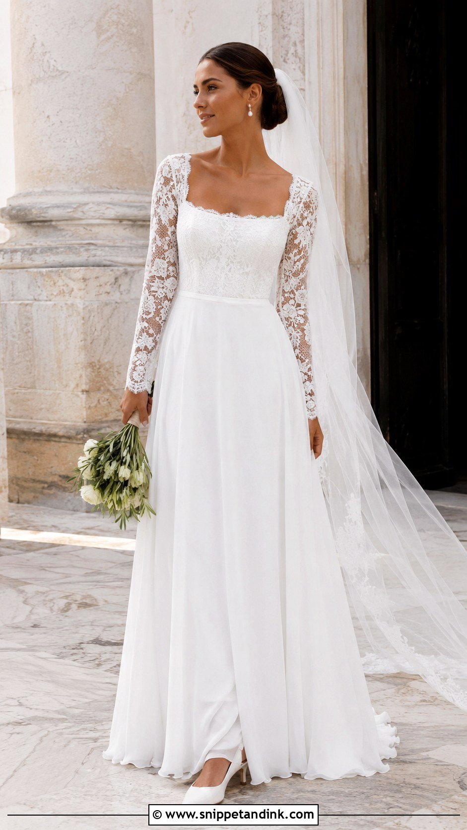Long Sleeve Lace Greece Wedding Dress - Snippet and Ink - 20 Greece Wedding Dress Ideas