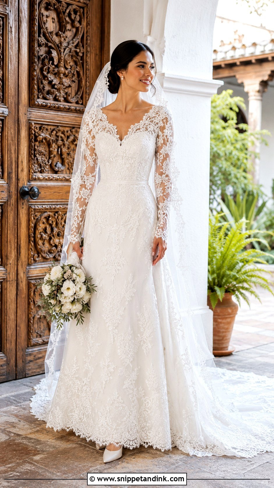 Long Sleeve Lace Hacienda Wedding Dress - Snippet and Ink - 20 Hacienda Wedding Dress Ideas