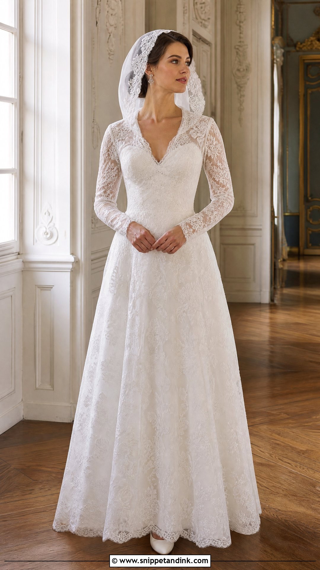 Long Sleeve Lace Hooded Wedding Dress - Snippet and Ink - 20 Hooded Wedding Dress Ideas