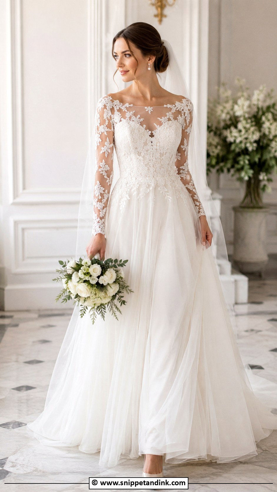 Long Sleeve Lace Illusion Wedding Dress - Snippet and Ink - 30 Long Sleeve Lace Wedding Dress Ideas