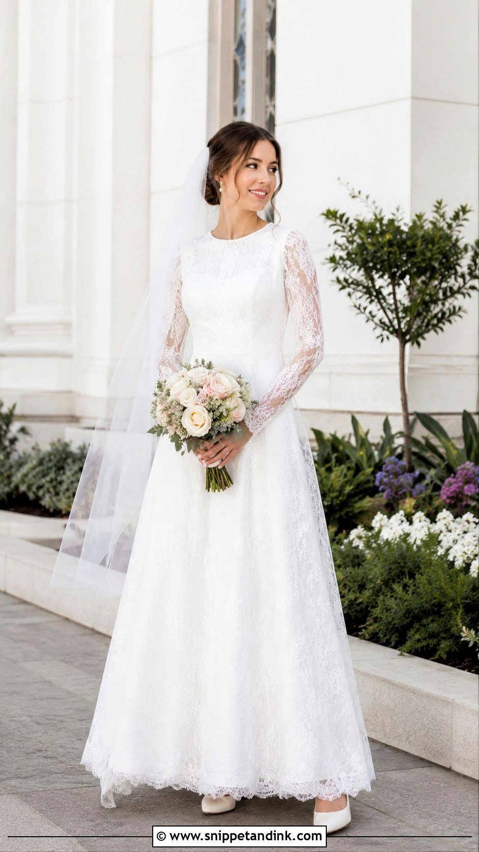 Long Sleeve Lace LDS Wedding Dress - Snippet and Ink - 25 Lds Wedding Dresses