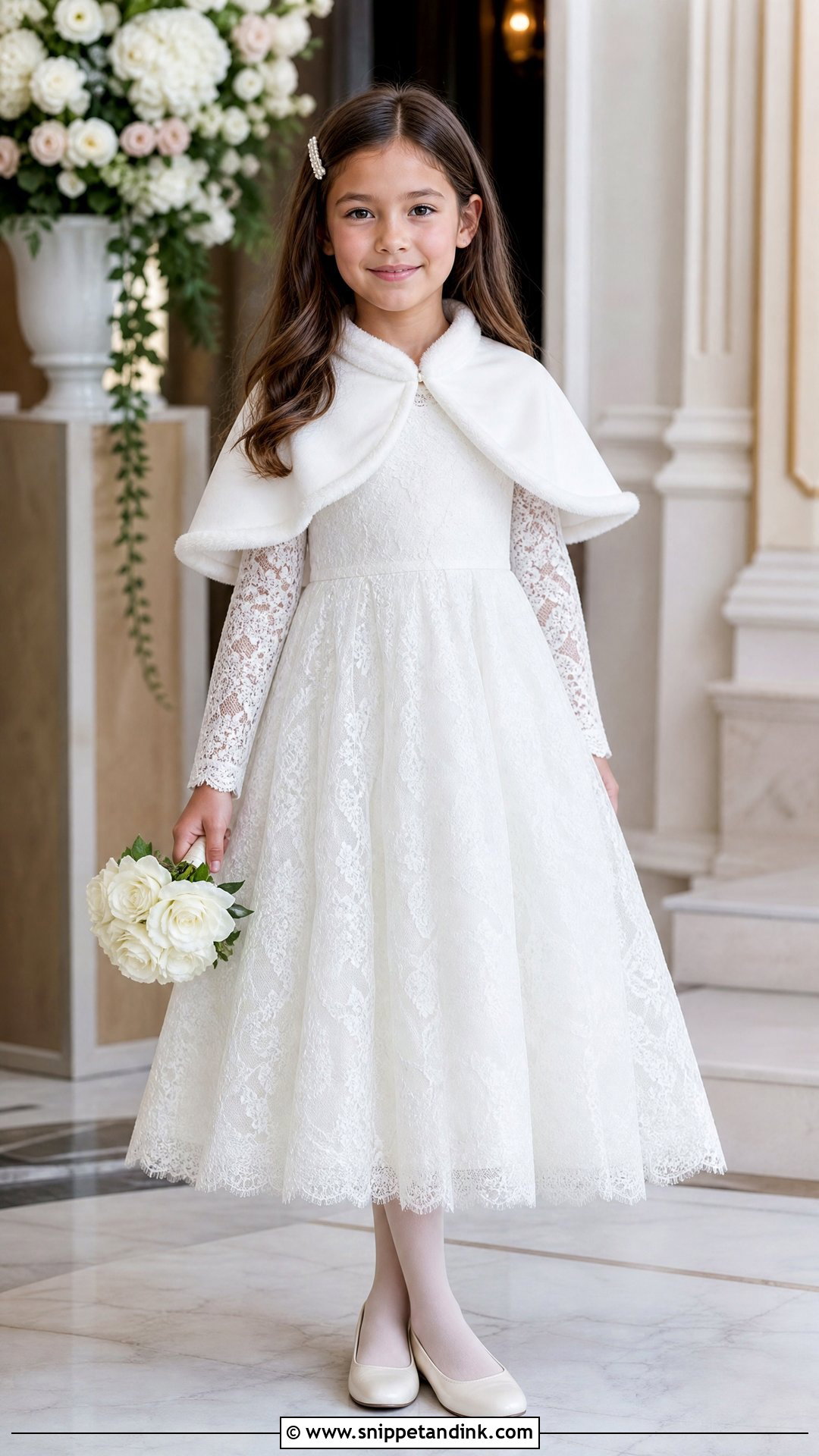 Long Sleeve Lace Little Bride Gown - Snippet and Ink - 25 Little Bride Gown Styles for Kids