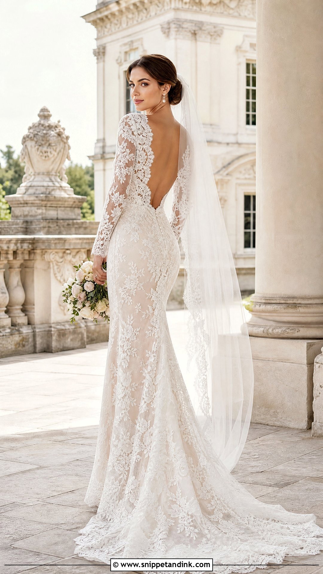 Long Sleeve Lace Low Back Wedding Dress - Snippet and Ink - 25 Low Back Wedding Dresses