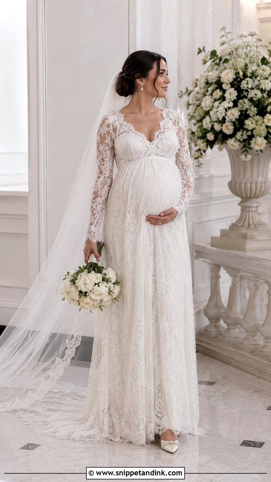 Long Sleeve Lace Maternity Wedding Dress - Snippet and Ink - 20 Maternity Wedding Dresses Pregnant Brides