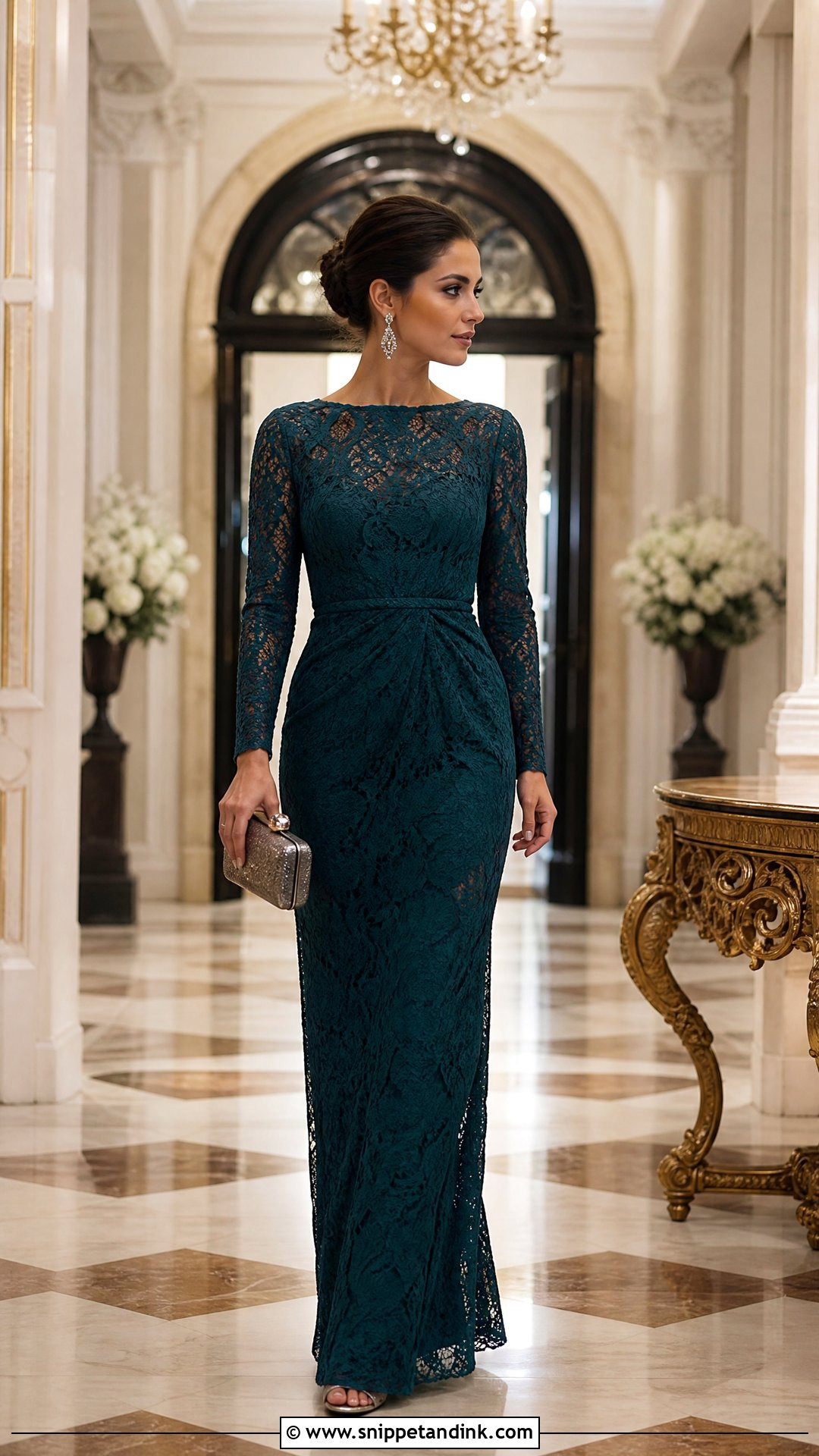 Long Sleeve Lace Maxi Dress for Black Tie Wedding - Snippet and Ink - 20 Lace Dress for Wedding Ideas