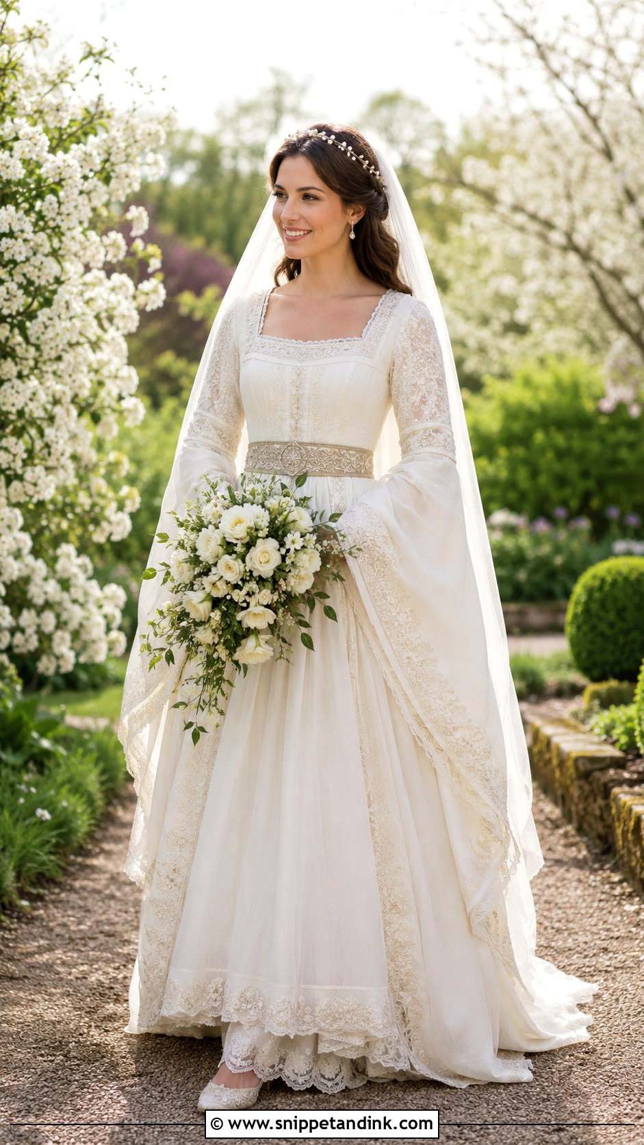 Long Sleeve Lace Medieval Queen Wedding Dress - Snippet and Ink - 20 Medieval Queen Wedding Dress Ideas
