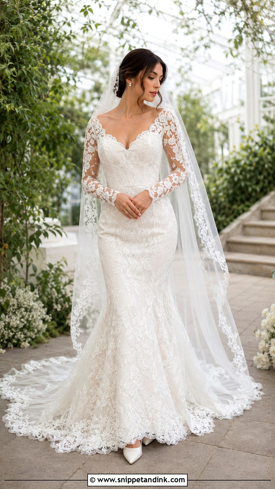 Long Sleeve Lace Mermaid Bridal Dress - Snippet and Ink - 20 Mermaid Bridal Dresses
