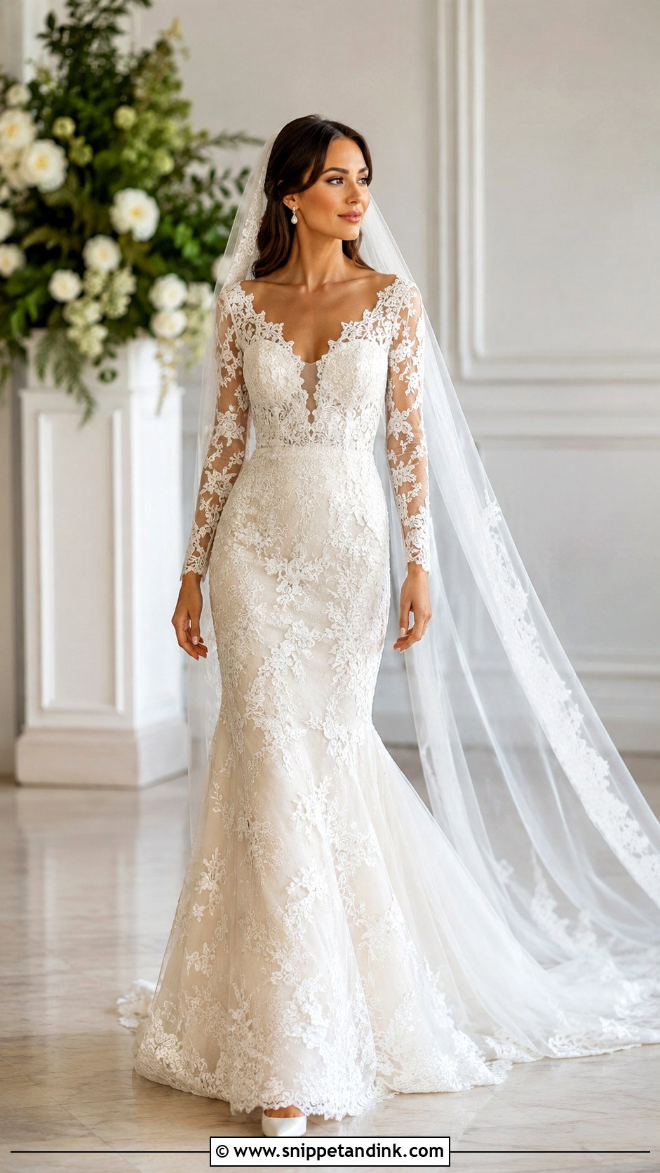 Long Sleeve Lace Mermaid Wedding Dress - Snippet and Ink - 30 Lace Mermaid Wedding Dress Ideas