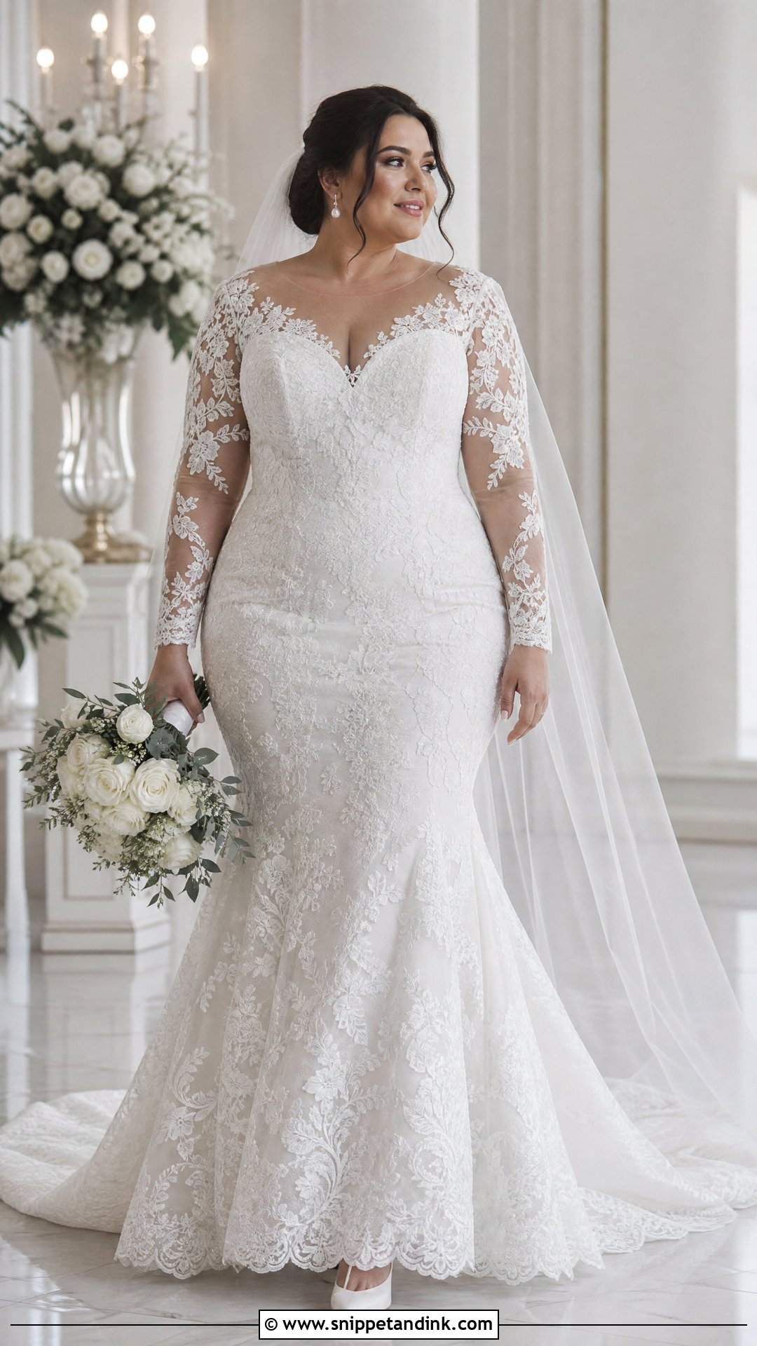 Long Sleeve Lace Mermaid Wedding Dress - Snippet and Ink - 20 Wedding Dress Hourglass Shape Ideas
