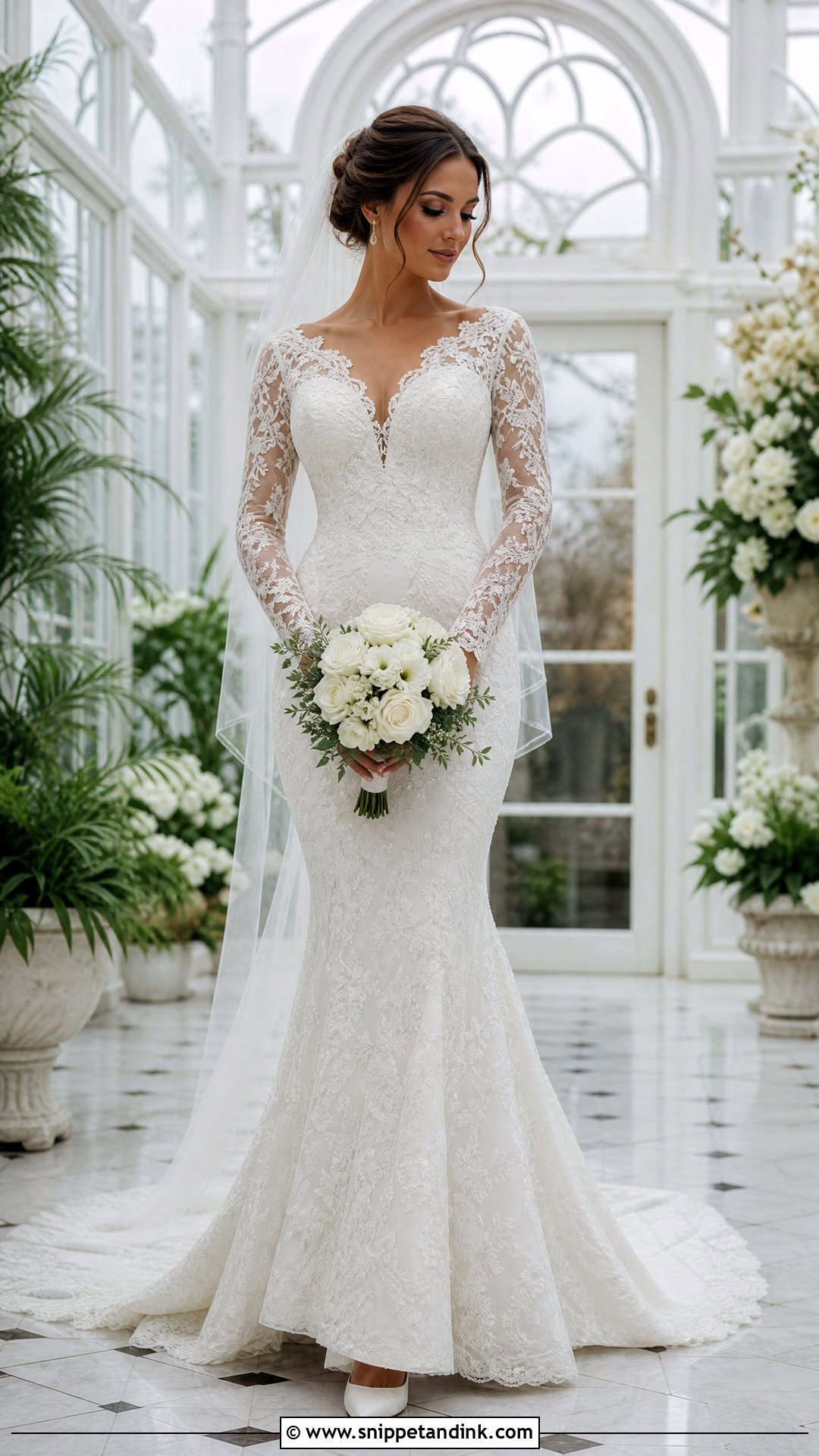 Long Sleeve Lace Mermaid Wedding Dress - Snippet and Ink - 20 Wedding Dresses for Hourglass Shape
