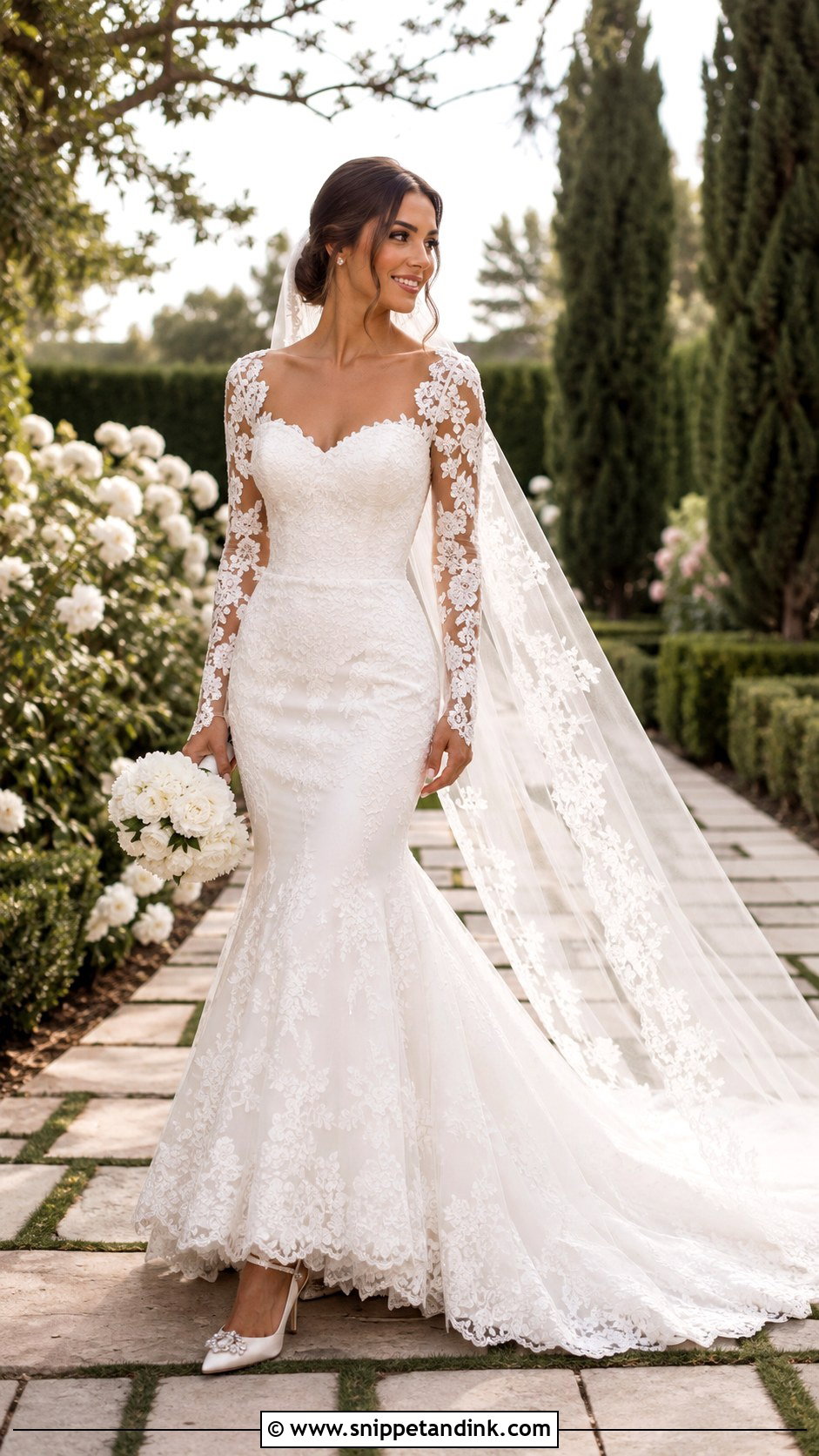 Long Sleeve Lace Mermaid Wedding Dress - Snippet and Ink - 20 Fitted Elegant Wedding Dresses