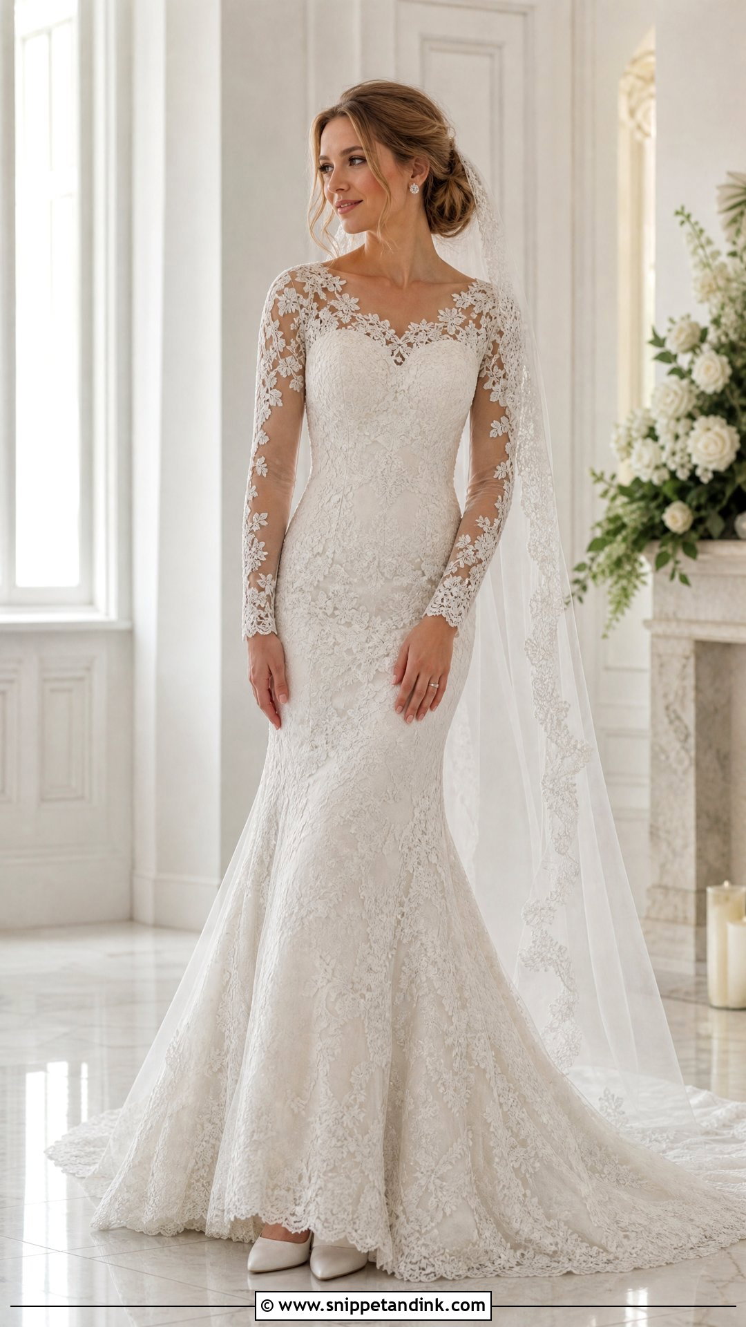 Long Sleeve Lace Mermaid Wedding Dress - Snippet and Ink - 20 Tight Fitting Wedding Dresses