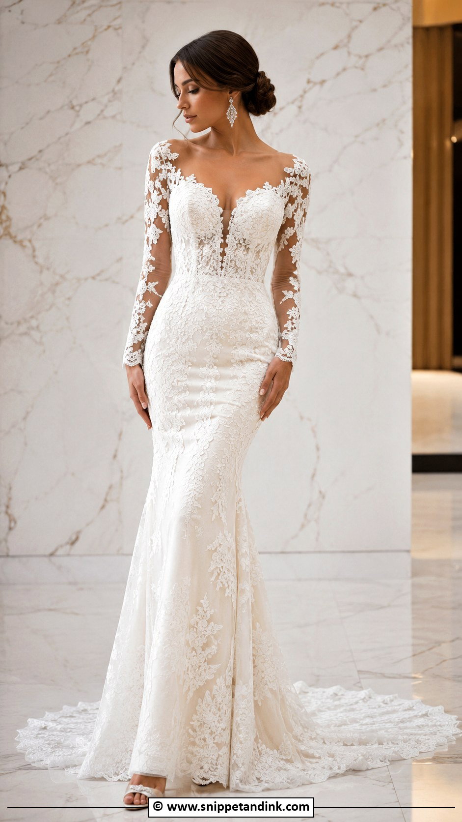Long Sleeve Lace Mermaid Wedding Dress - Snippet and Ink - 30 Long Sleeve Lace Wedding Dress Ideas