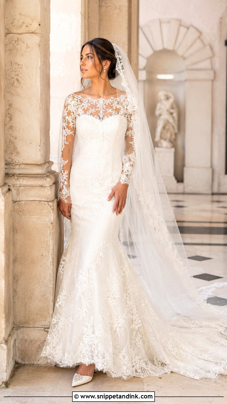 Long Sleeve Lace Mermaid Wedding Gown - Snippet and Ink - 20 Mermaid Wedding Gowns