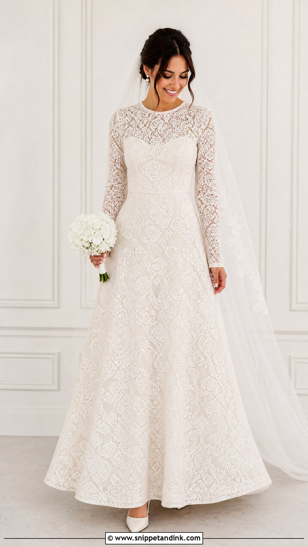 Long Sleeve Lace Modest Bridal Dress - Snippet and Ink - 25 Modest Bridal Dresses