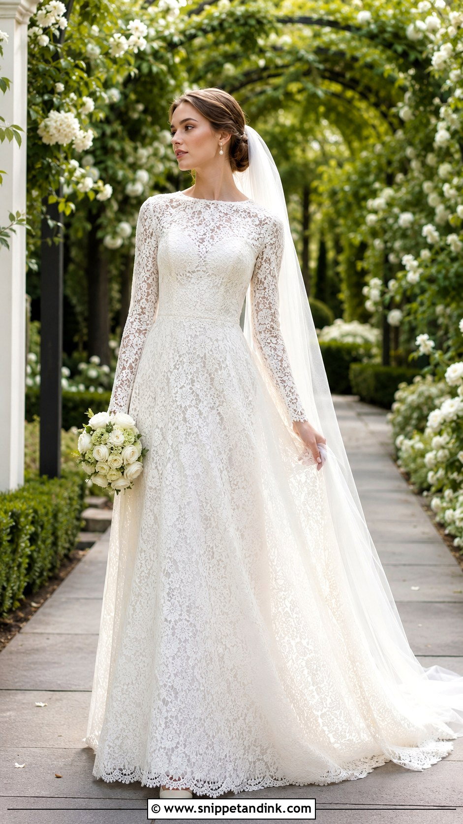Long Sleeve Lace Modest Bridal Gown - Snippet and Ink - 30 Modest Bridal Gowns