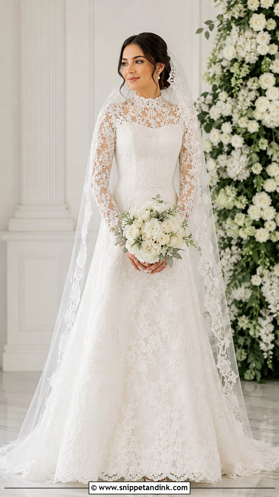 Long Sleeve Lace Modest Wedding Dress - Snippet and Ink - 30 Modest Wedding Dresses with Sleeves