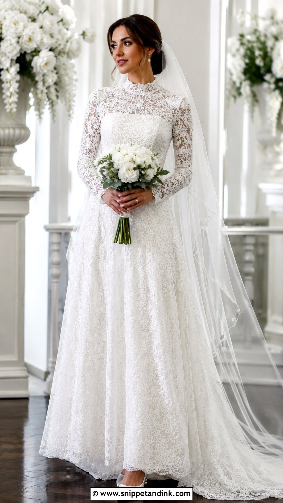 Long Sleeve Lace Modest Wedding Gown - Snippet and Ink - 25 Modest Wedding Gowns