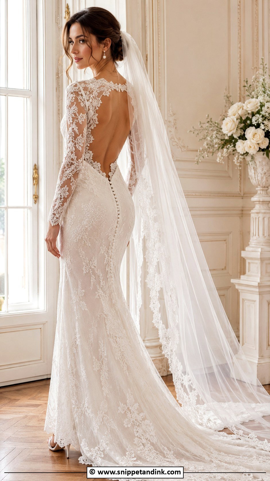 Long Sleeve Lace Open Back Wedding Dress - Snippet and Ink - 30 Long Sleeve Lace Wedding Dress Ideas